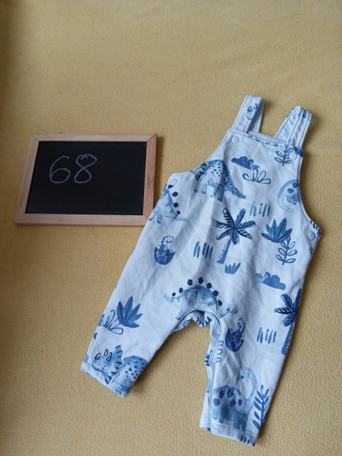 Ogrodniczki niemowlęce F&F 68 niebieskie dinozaury