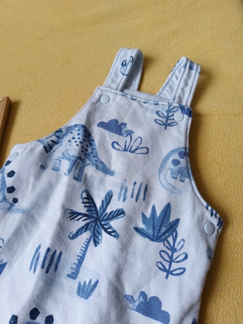 Ogrodniczki niemowlęce F&F 68 niebieskie dinozaury