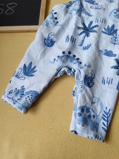 Ogrodniczki niemowlęce F&F 68 niebieskie dinozaury