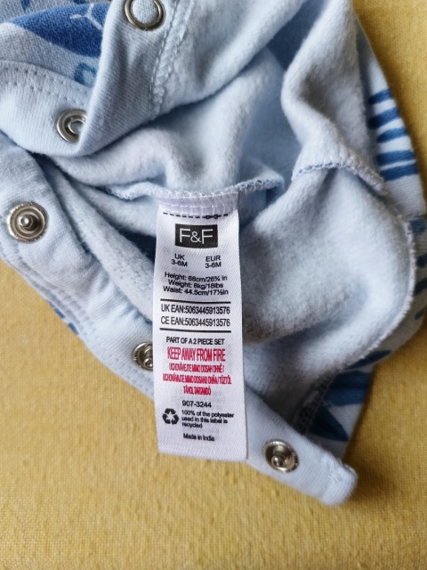 Ogrodniczki niemowlęce F&F 68 niebieskie dinozaury