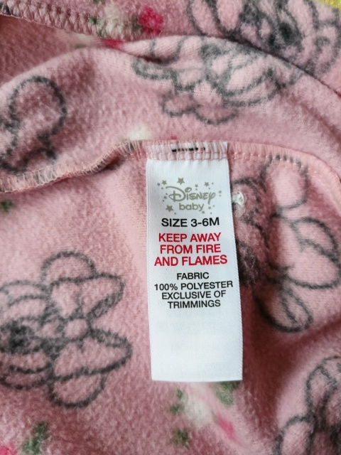 Pajac polarowy Disney Baby 62/68 różowy w kwiatki