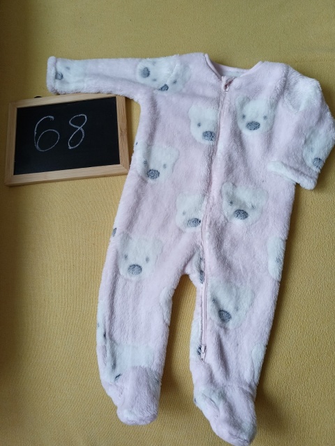 Pajac polarowy Nutmeg 68 różowy misie ciepły