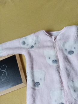 Pajac polarowy Nutmeg 68 różowy misie ciepły