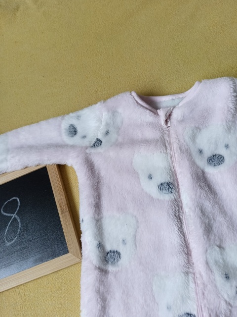 Pajac polarowy Nutmeg 68 różowy misie ciepły