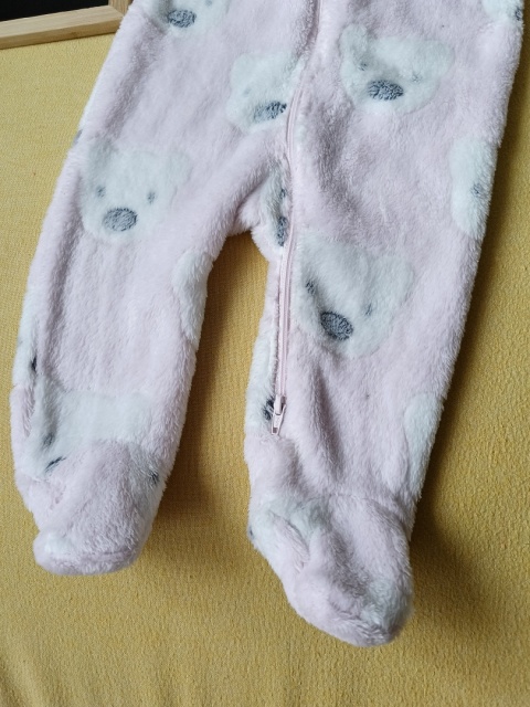 Pajac polarowy Nutmeg 68 różowy misie ciepły