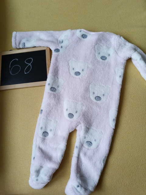 Pajac polarowy Nutmeg 68 różowy misie ciepły