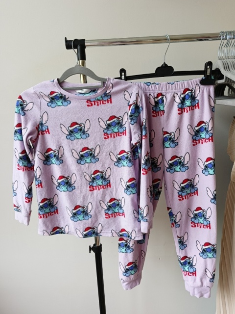 Piżama dziewczęca Stitch M&S 134 komplet polar Disney 8-9 lat