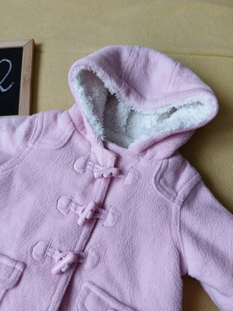 Płaszczyk niemowlęcy George 56/62 różowy ocieplany z kapturem