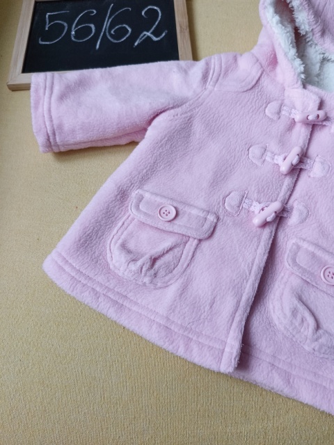 Płaszczyk niemowlęcy George 56/62 różowy ocieplany z kapturem