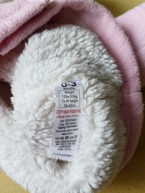 Płaszczyk niemowlęcy George 56/62 różowy ocieplany z kapturem