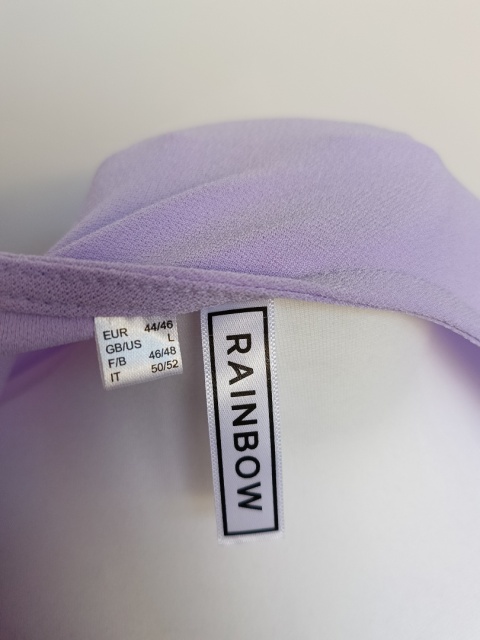 Lawendowa sukienka RAINBOW 44/46 oversize luźna rękaw 3/4