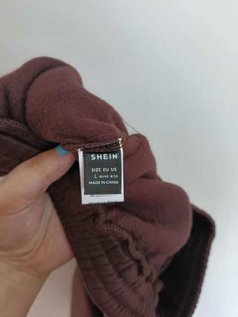 Spodnie dresowe damskie Shein L – brązowe, wygodne, gumka w pasie