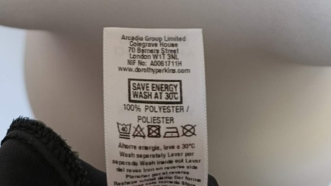 Sukienka Dorothy Perkins 44 grafitowa z falbaną zdobiony dekolt