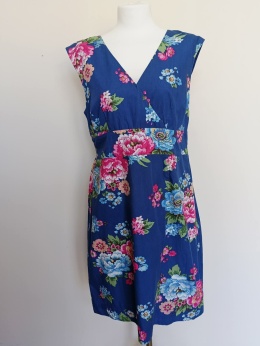 Sukienka Joules L niebieska w kwiaty bawełniana bez rękawów midi
