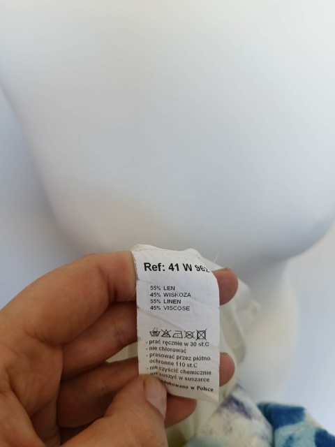 Sukienka Quiosque 42 lniana kwiaty niebiesko żółta midi len wiskoza