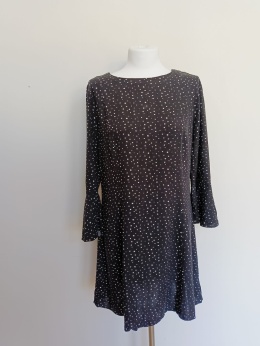 Sukienka damska papaya czarna w groszki r. 44 rękaw 3/4 rozkloszowana