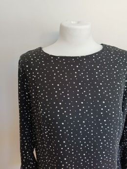 Sukienka damska papaya czarna w groszki r. 44 rękaw 3/4 rozkloszowana