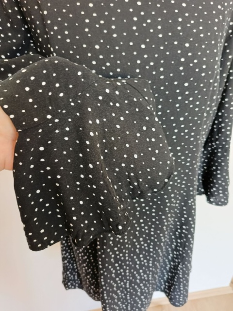 Sukienka damska papaya czarna w groszki r. 44 rękaw 3/4 rozkloszowana