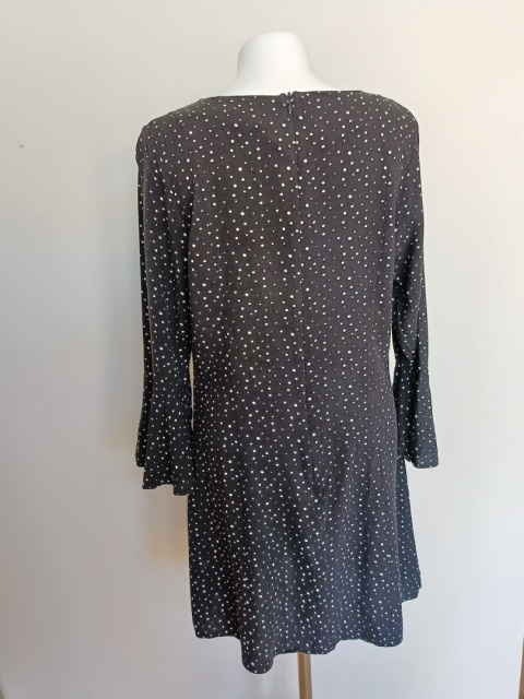 Sukienka damska papaya czarna w groszki r. 44 rękaw 3/4 rozkloszowana