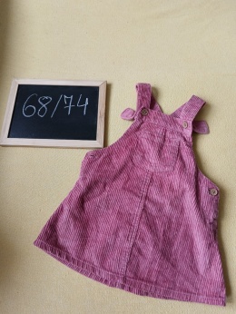 Sukienka ogrodniczka Next 6-9 mies. różowa sztruksowa