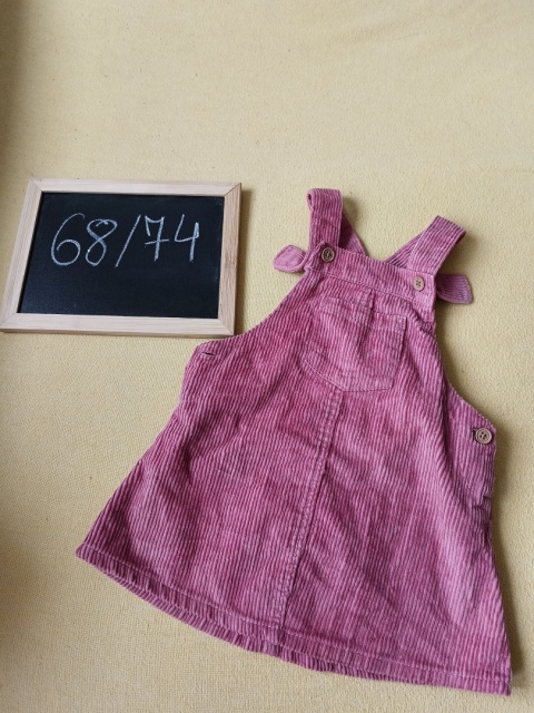 Sukienka ogrodniczka Next 6-9 mies. różowa sztruksowa