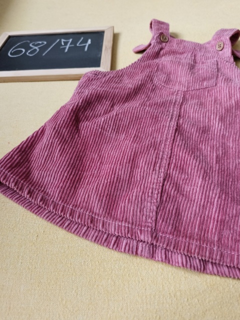 Sukienka ogrodniczka Next 6-9 mies. różowa sztruksowa