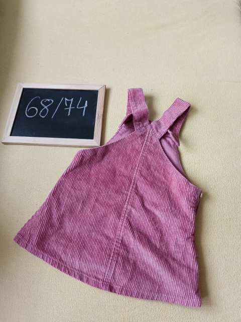 Sukienka ogrodniczka Next 6-9 mies. różowa sztruksowa