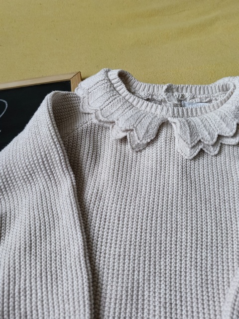 Sukienka sweterkowa Primark 92 kremowa kołnierzyk kieszenie