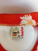 Sukienka vintage Scarlett XL czerwona w stokrotki midi gumka w pasie