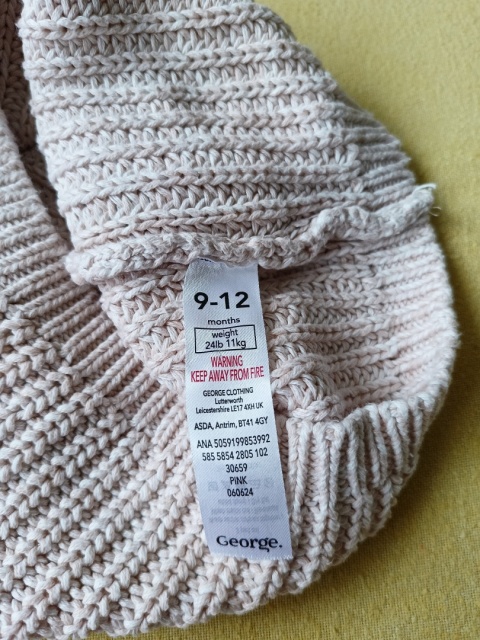 Sweter George 9-12 mies. 74/80 różowy dzianinowy