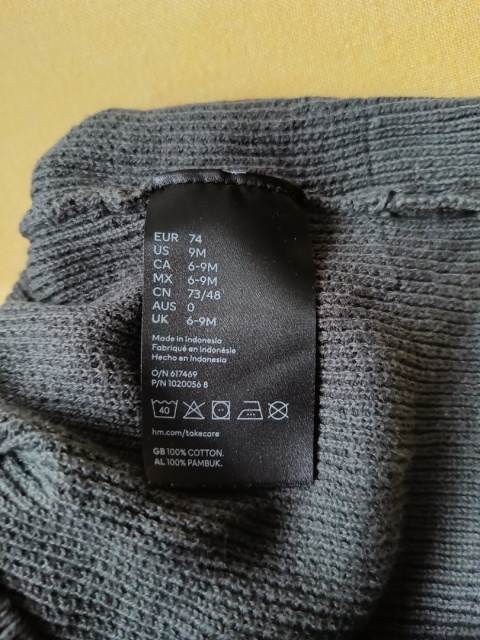 Sweterek niemowlęcy H&M 74 (6-9 m-cy) szary bawełniany