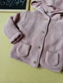 Sweterek z kapturem M&S 68/74 różowy uszka ocieplany