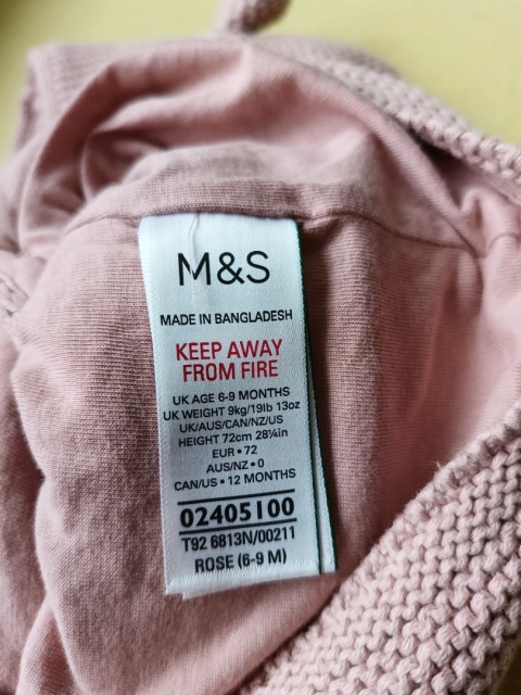 Sweterek z kapturem M&S 68/74 różowy uszka ocieplany