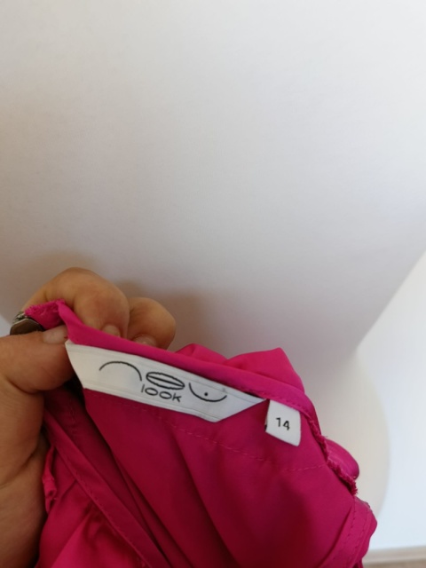 Tunika damska new look neon róż r.42 falbanki krótka sukienka